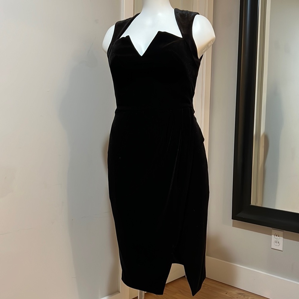 Black Halo Women's Black Velvet Laurence Stretch Gabardine Mini Dress in Black